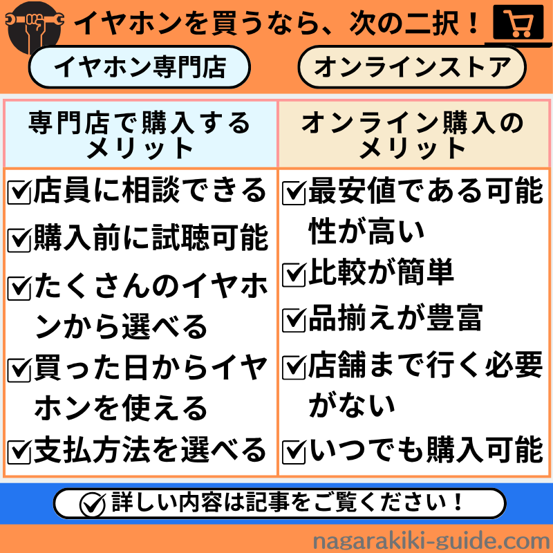 イヤホン専門店とオンラインストアで購入するメリット